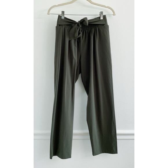 Aday Easy Days Tie Waist Straight Pant Forest Green - Picture 2 of 6